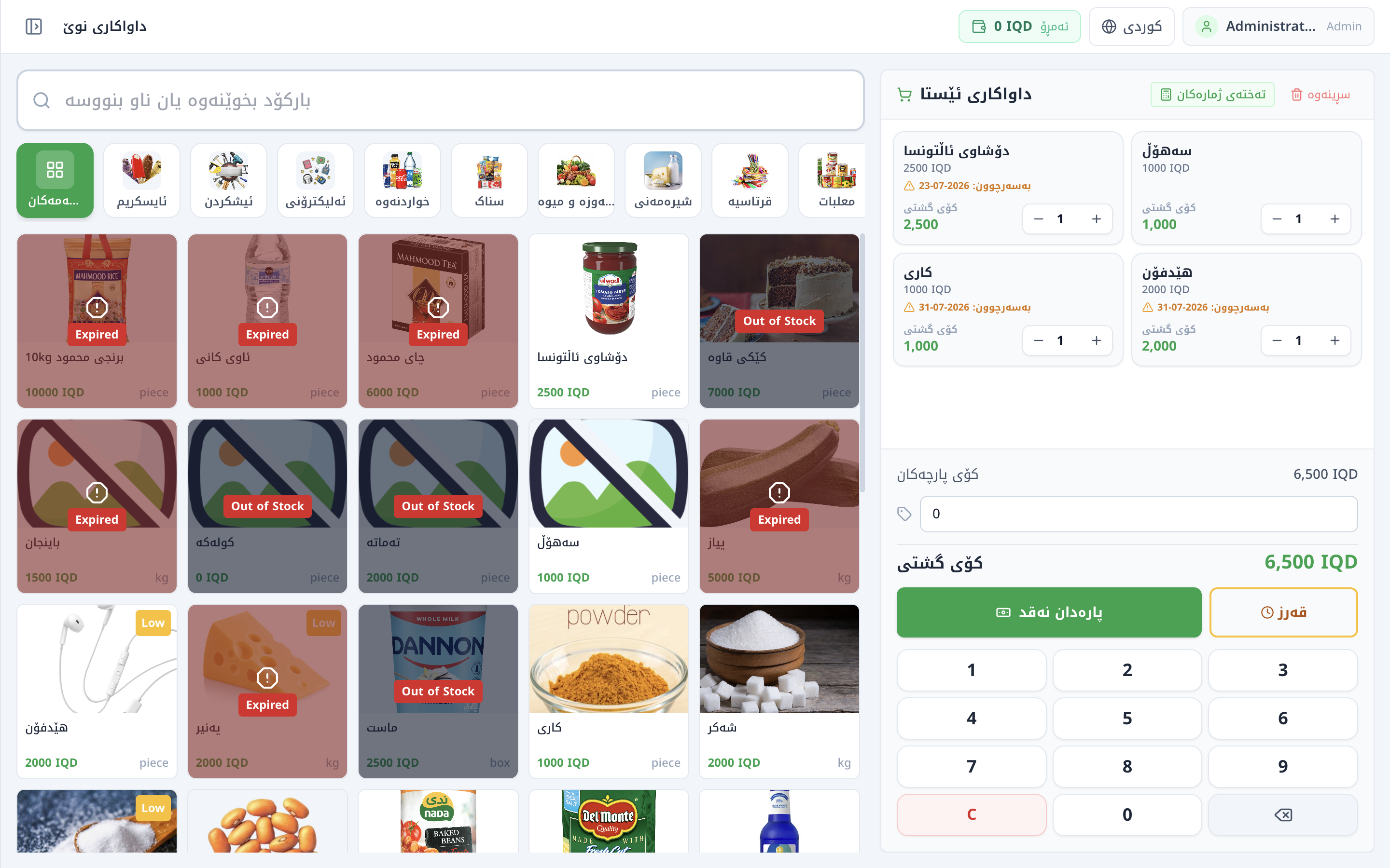 Market POS dashboard